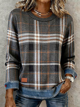 Vintage Plaid Pattern Patchwork Art Sweatshirt des femmes